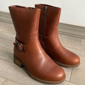 NEW UGG Women's Brown Leather Keppler 1013195 Spice Moto Boots Zipper